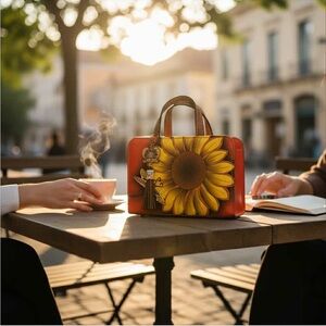 New Embossed Artisan Sunflower Mexican Crossbody Handbag Purse